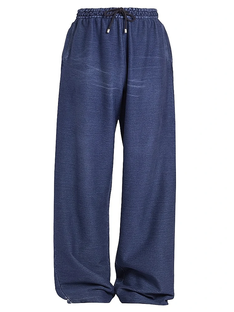 Cotton Drawstring Straight-Leg Pants