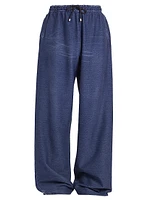 Cotton Drawstring Straight-Leg Pants