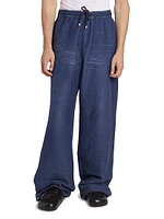 Cotton Drawstring Straight-Leg Pants