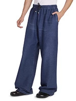 Cotton Drawstring Straight-Leg Pants