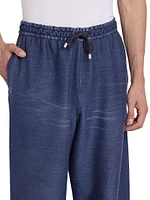 Cotton Drawstring Straight-Leg Pants