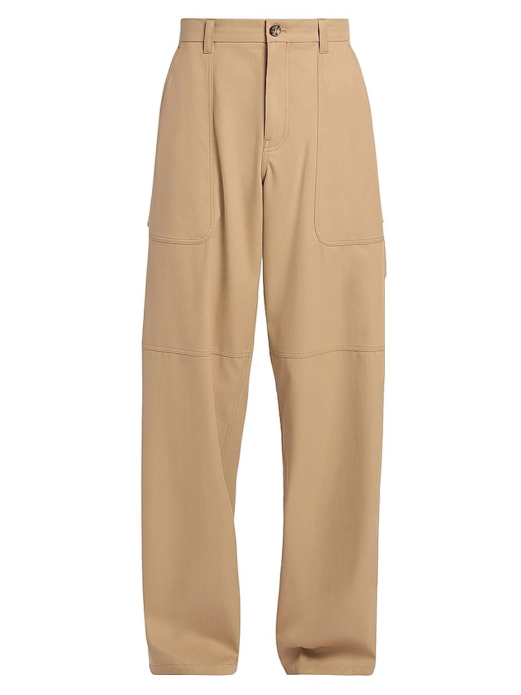 Cotton-Blend Wide-Leg Cargo Trousers