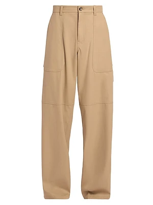 Cotton-Blend Wide-Leg Cargo Trousers