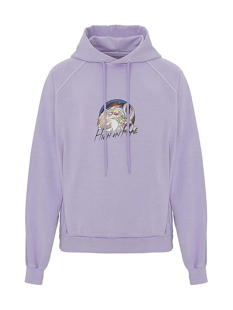 Raglan-Sleeve Cotton Hoodie