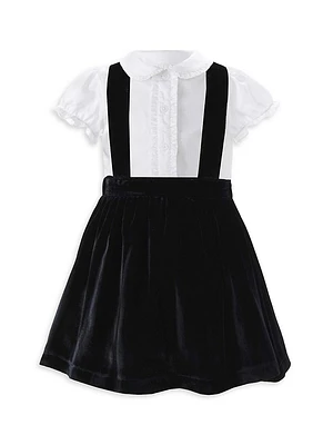 Eloise Little Girl's & Shirt Velvet Pinafore Skirt Set