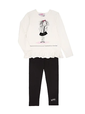 Little Girl's & Eloise Christmas Long-Sleeve T-Shirt Leggings Set