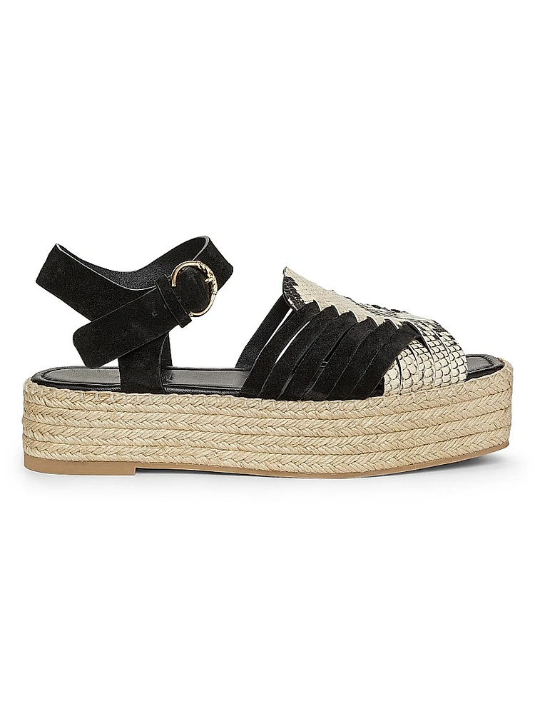 Elsa Python-Printed Leather Espadrilles