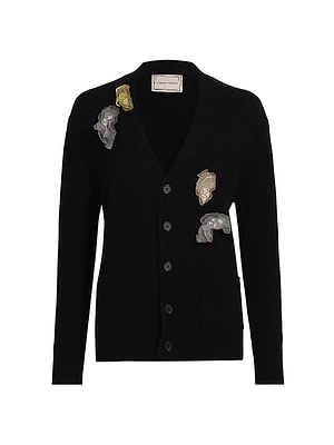 Wire Oyster Appliqué Cashmere Cardigan