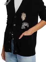 Wire Oyster Appliqué Cashmere Cardigan