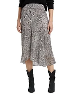 Lisanne Silk-Blend Printed Midi-Skirt