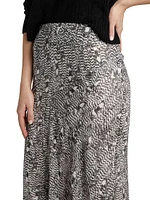 Lisanne Silk-Blend Printed Midi-Skirt