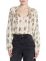 Syra Pleated Ikat-Inspired Blouse
