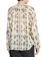 Syra Pleated Ikat-Inspired Blouse