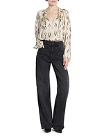 Syra Pleated Ikat-Inspired Blouse