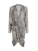 Cleora Printed Silk-Blend Tie Dress