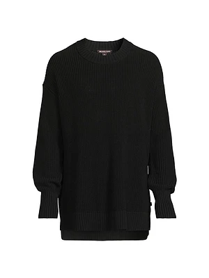 Stepped Hem Cotton Sweater