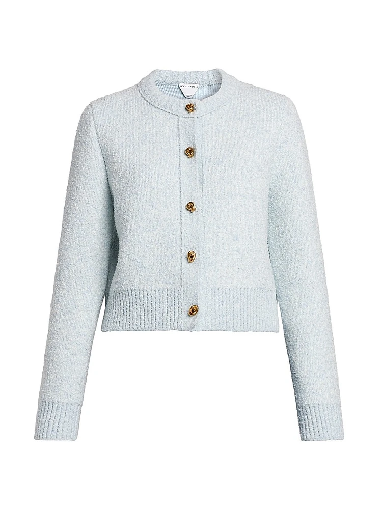 Bouclé Knit Crewneck Cardigan