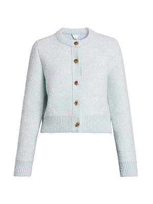 Bouclé Knit Crewneck Cardigan