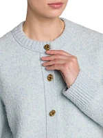 Bouclé Knit Crewneck Cardigan