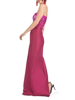 Phaedra Sequined Strapless Column Gown