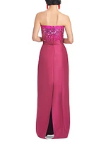 Phaedra Sequined Strapless Column Gown