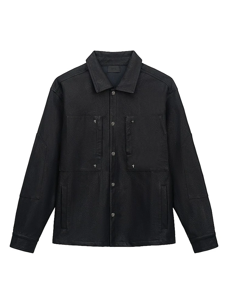 Red Light District Faux Leather Shirt Jacket