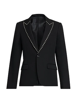 Embellished Wool Single-Breasted Blazer
