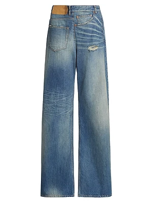 Twisted Distressed Straight-Leg Jeans