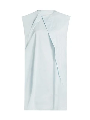 Pleated Cotton-Blend Sleeveless Minidress