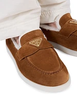 Suede and Shearling Loafers