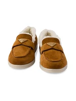 Suede and Shearling Loafers