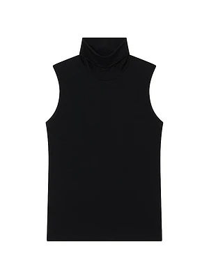 Merino Wool Sleeveless Turtleneck Top