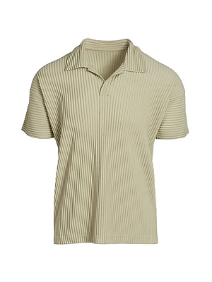 Classic Rib-Knit Polo Shirt