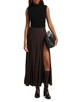 Nancy Pleated Midi-Skirt