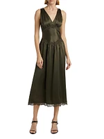 Stasia Lace-Trim Silk Dress