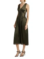 Stasia Lace-Trim Silk Dress