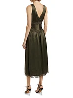 Stasia Lace-Trim Silk Dress