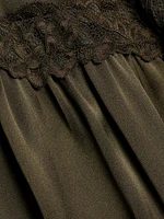 Stasia Lace-Trim Silk Dress