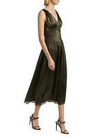 Stasia Lace-Trim Silk Dress