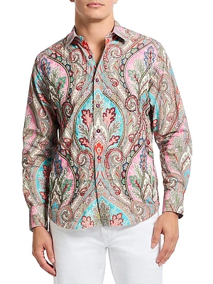 Paisley Stretch-Cotton Button-Front Shirt