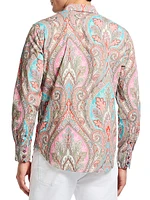 Paisley Stretch-Cotton Button-Front Shirt