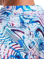 Wavelength Abstract Print Knit Cotton-Blend Polo Shirt