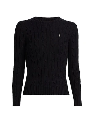 Cable-Knit Cotton Crewneck Sweater