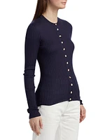 Superfine Seamless Silk Rib-Knit Cardigan