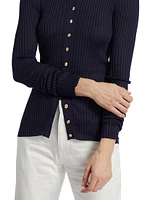 Superfine Seamless Silk Rib-Knit Cardigan