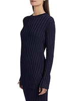 Embroidered Rib-Knit Crewneck Top