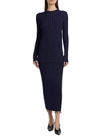 Embroidered Rib-Knit Crewneck Top