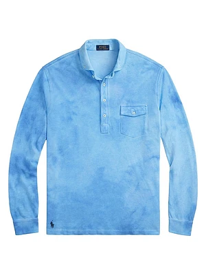 Garment-Dyed Mesh Polo Shirt