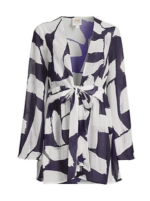 Jessie Brushstroke Chiffon Minidress