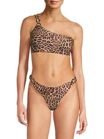 Niki Leopard-Print One-Shoulder Bikini Top